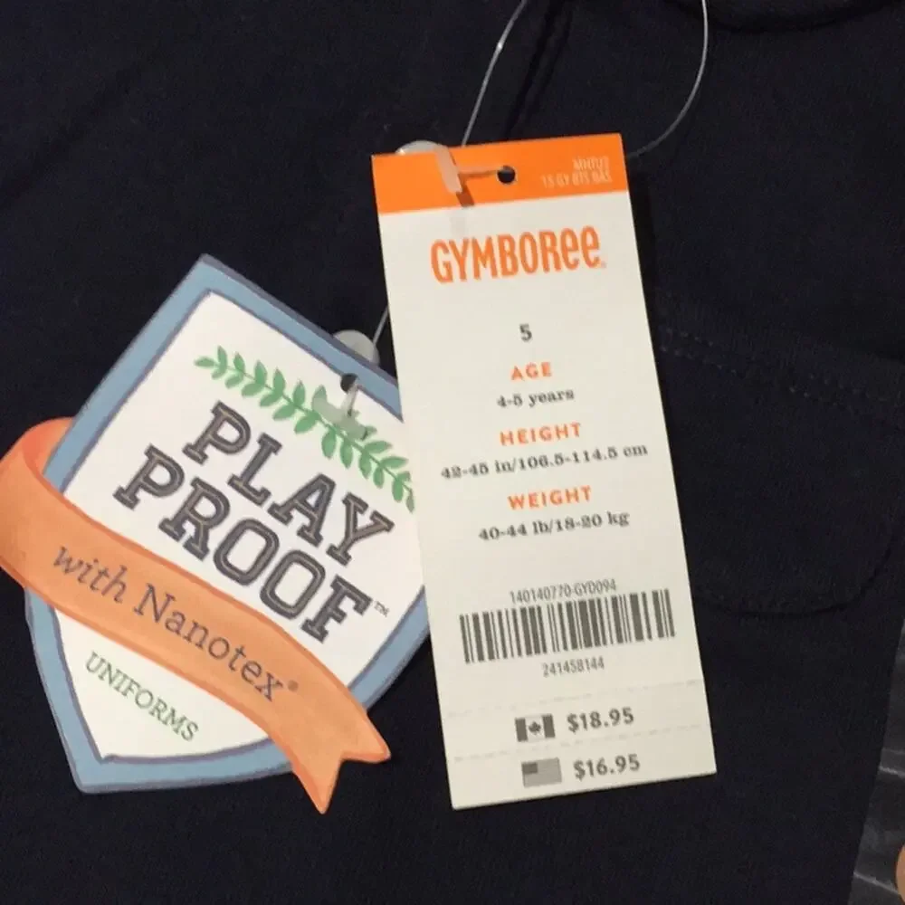 Gymboree 5-7t school uniform navy button shirt NWT
